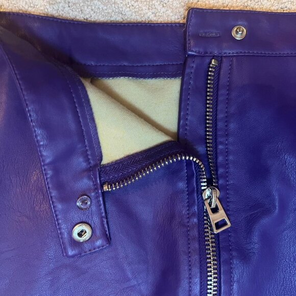 Top Shop Purple Pleather mini skirt size 10 - Picture 2 of 5